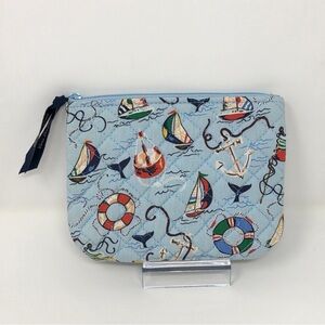 Vera Bradley Regatta Nautical Light Blue Zip Coin Pouch Anchor